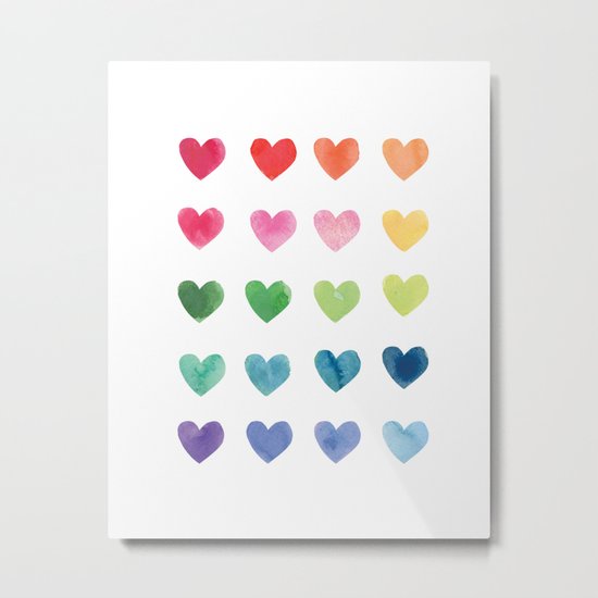 Watercolour hearts Metal Print