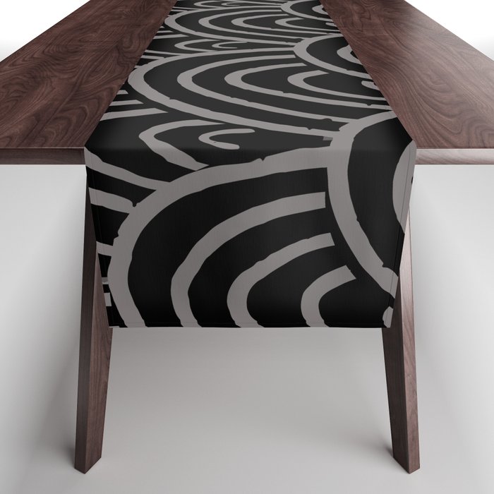Abstract Scales (Gray on Black) Table Runner