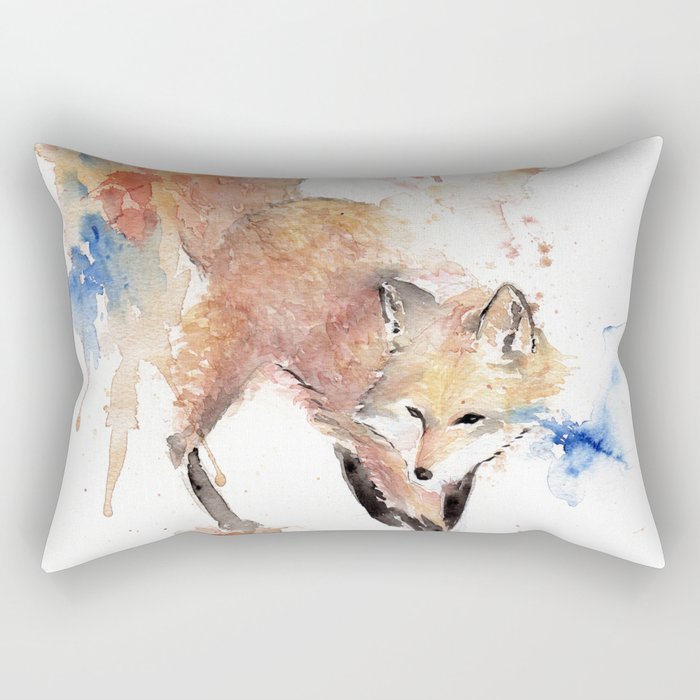 Watercolor Painting of Picture "Red Fox" Rectangular Pillow
