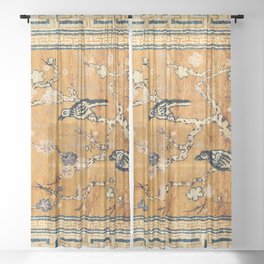 Suiyuan Province Chinese Pictorial Rug Print Sheer Curtain