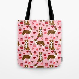 Border Collie red coat cupcakes valentines hearts dog breed pet friendly gifts for collie lovers Tote Bag