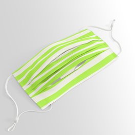 [ Thumbnail: Light Green & Ivory Colored Stripes Pattern Face Mask ]