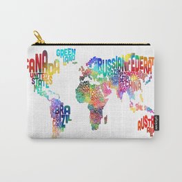 Typography Text Map of the World Carry-All Pouch