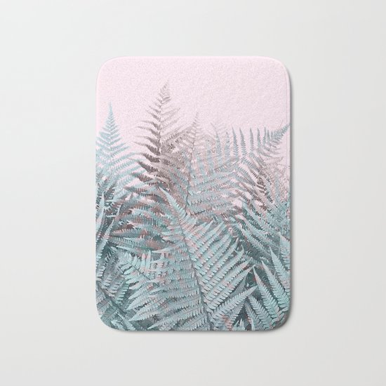 Duotone Fern Jungle on Soft Pink Bath Mat
