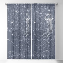 starry jellyfish Sheer Curtain