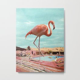 Flamingo on Holiday Metal Print