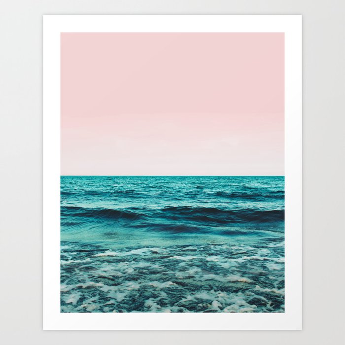 Ocean Love | Sea Beach Sand Waves Photography | Blush Nature Scenic Travel Island Digital Art Print
