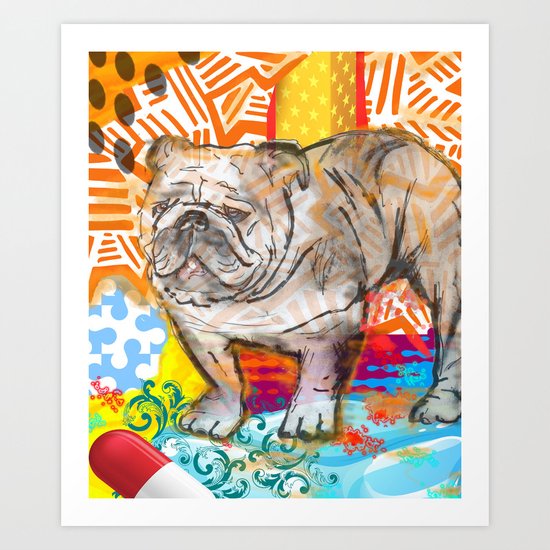 Bulldog pop art Art Print