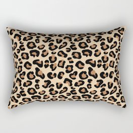 Leopard Print, Black, Brown, Rust and Tan Rectangular Pillow