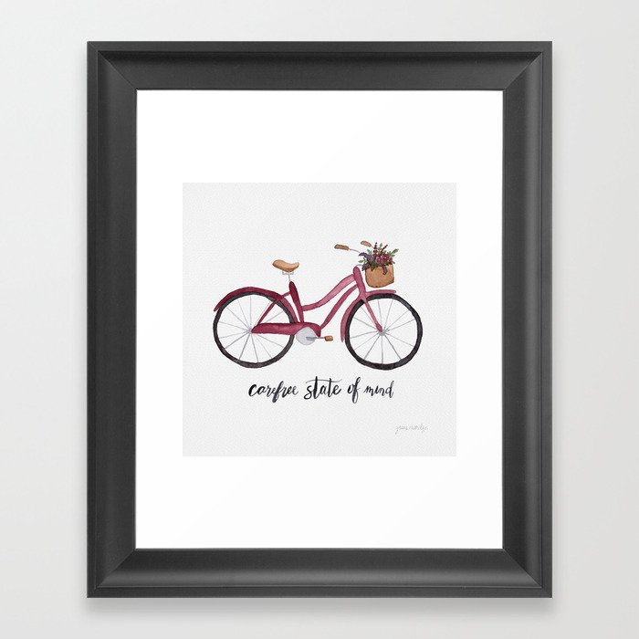 Bicycle Watercolor Framed Art Print