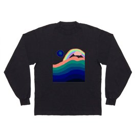 XOX, pink blue landscape, rainbow e sun, Graphic design Long Sleeve T Shirt