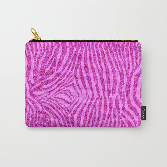 Light Pink Glitter Zebra Print Carry-All Pouch