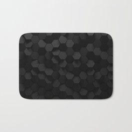 Black abstract hexagon pattern Bath Mat | Sacred, Shapes, Hexagon, Mosaic, Pieces, Pattern, Geometric, Dark, Floral, Graphicdesign 