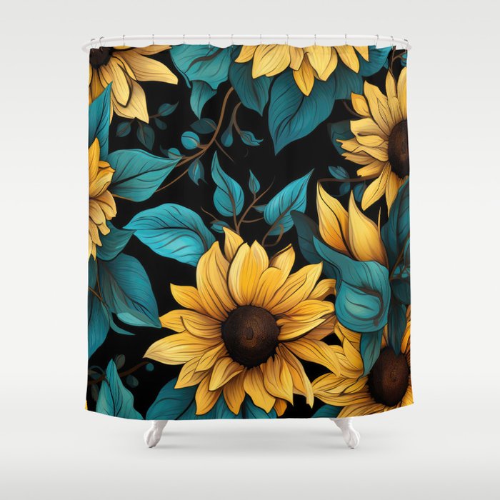 Sunflower Bloom Pattern Oasis Shower Curtain
