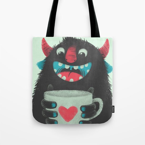 Demon with a cup of coffee Tote Bag