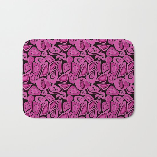 Retro Black raspberry abstraction Bath Mat