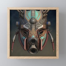 Retro-futuristic AI-generated African mask Framed Mini Art Print