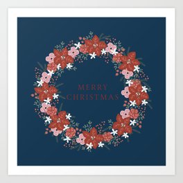 Nordic Christmas Wreath Art Print