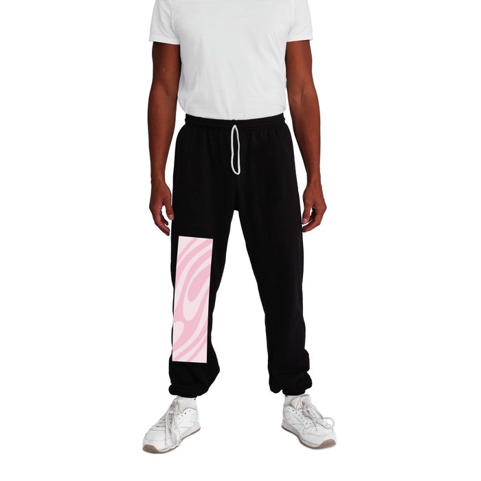 Wavy Loops Retro Abstract Pattern in Soft Pink Tones Sweatpants