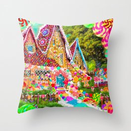 The Gingerbread House Throw Pillow
