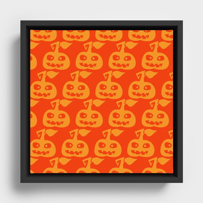 Halloween Pumpkin Background 04 Framed Canvas