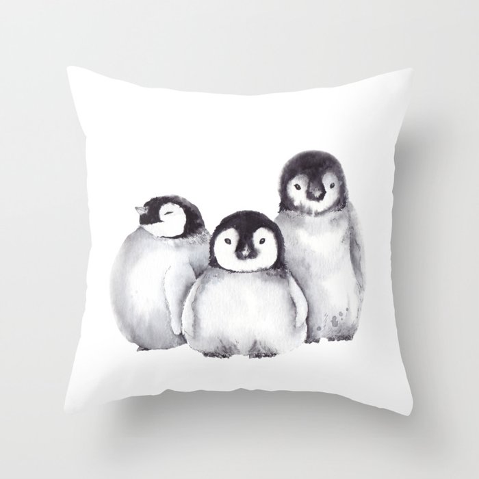 Baby Penguins Throw Pillow