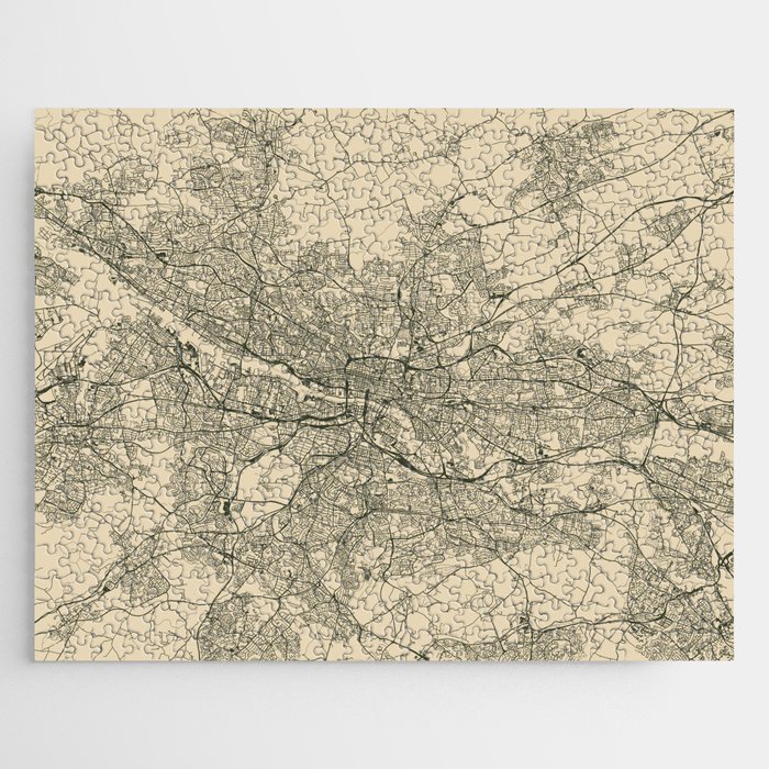 Glasgow, Sscotland. Retro City Map. Vintage Jigsaw Puzzle