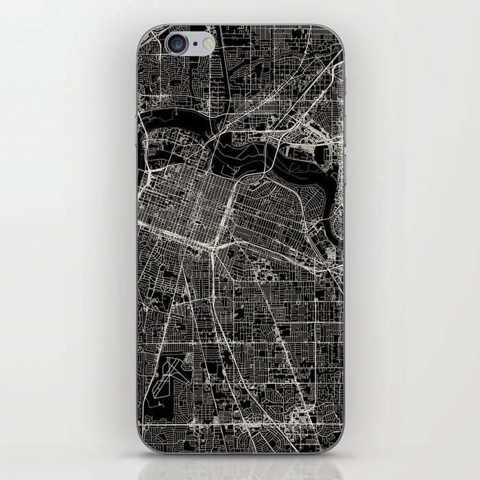 USA, Sacramento City Map - Aesthetic - Black and White iPhone Skin