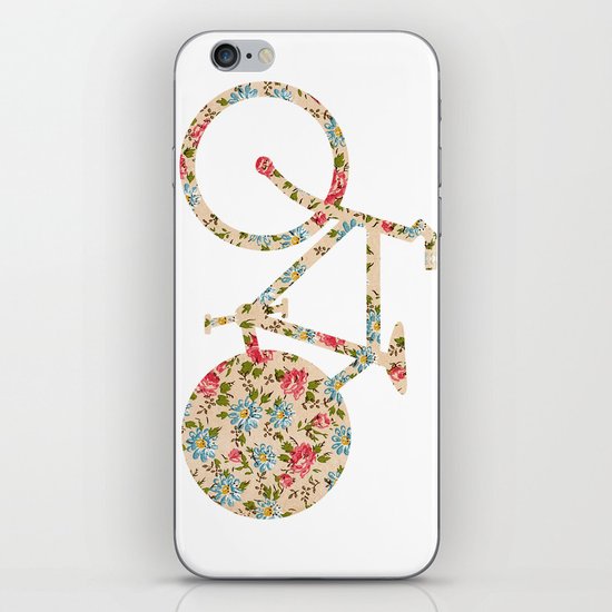 Whimsical cute girly floral retro bicycle iPhone & iPod Skin