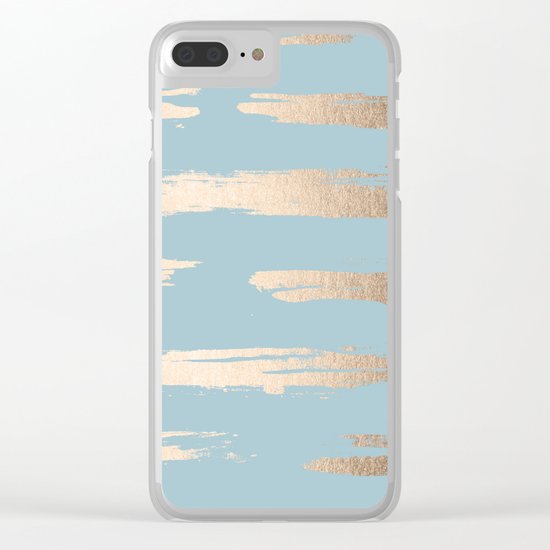 Abstract Paint Stripes Gold Tropical Ocean Sea Blue Clear iPhone Case