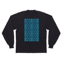 Liquid Light Series 45 ~ Blue Abstract Fractal Pattern Long Sleeve T-shirt