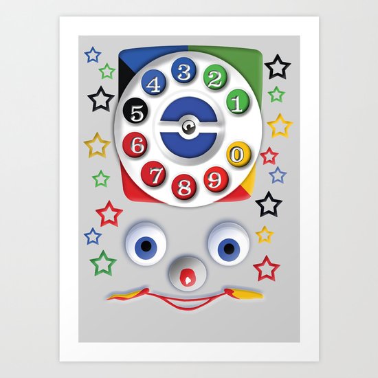 Retro Vintage smiley kids Toys Dial Phone iPhone 4 4s 5 5s 5c, ipod, ipad, pillow case and tshirt Art Print