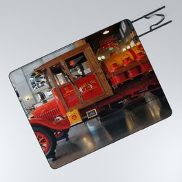 Vintage fire department engine tanker truck color photograph / photography Picnic Blanket