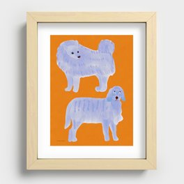 Two Calm Dogs - Blue and Orange Recessed Framed Print