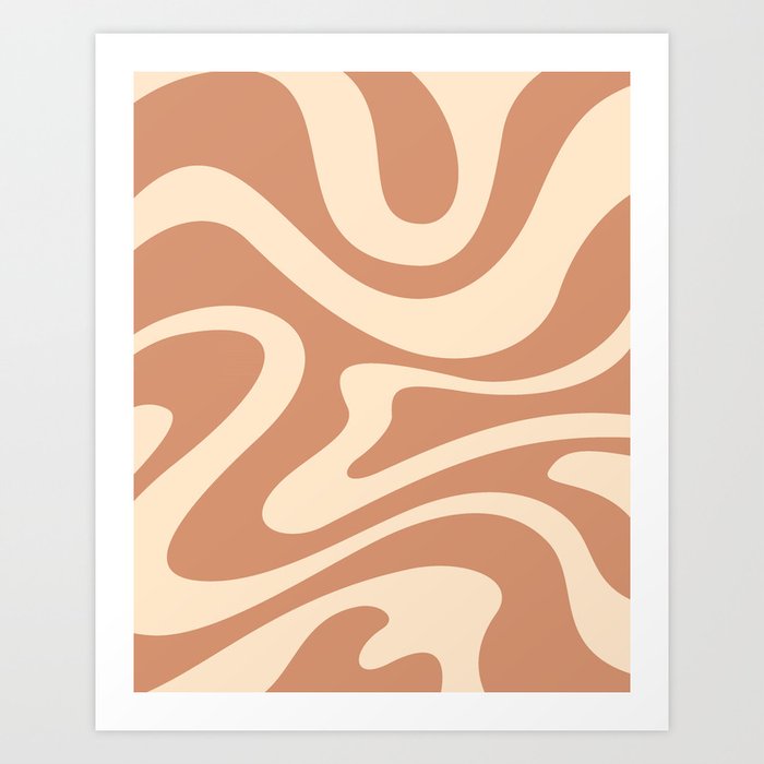 Modern Abstract Pattern 9 in Brown Beige (Liquid Swirl Design) Art Print