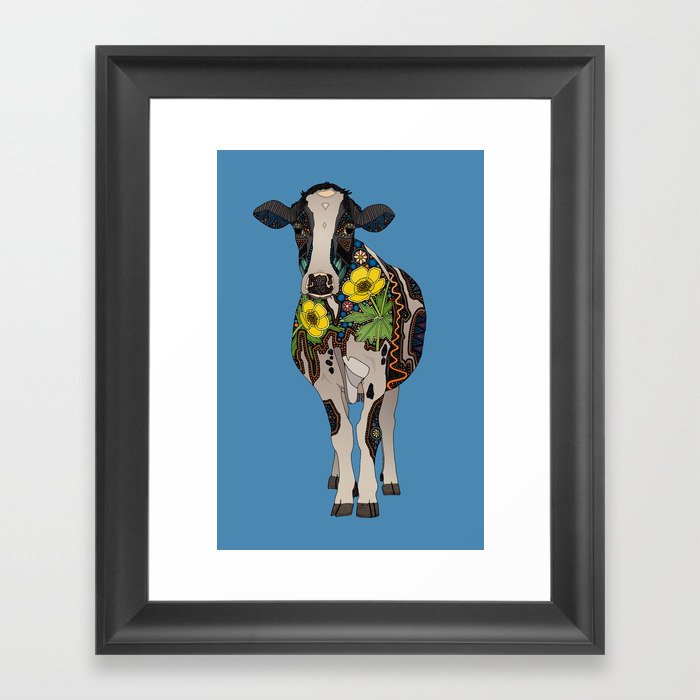 cow blue Framed Art Print