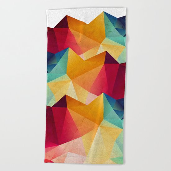 geometric color mountains Beach Towel