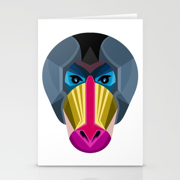 Male Mandrill Head Flat Icon Stationery Cards