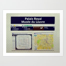 Louvre Museum - Metro sign - Paris underground - Travel photography Art Print
