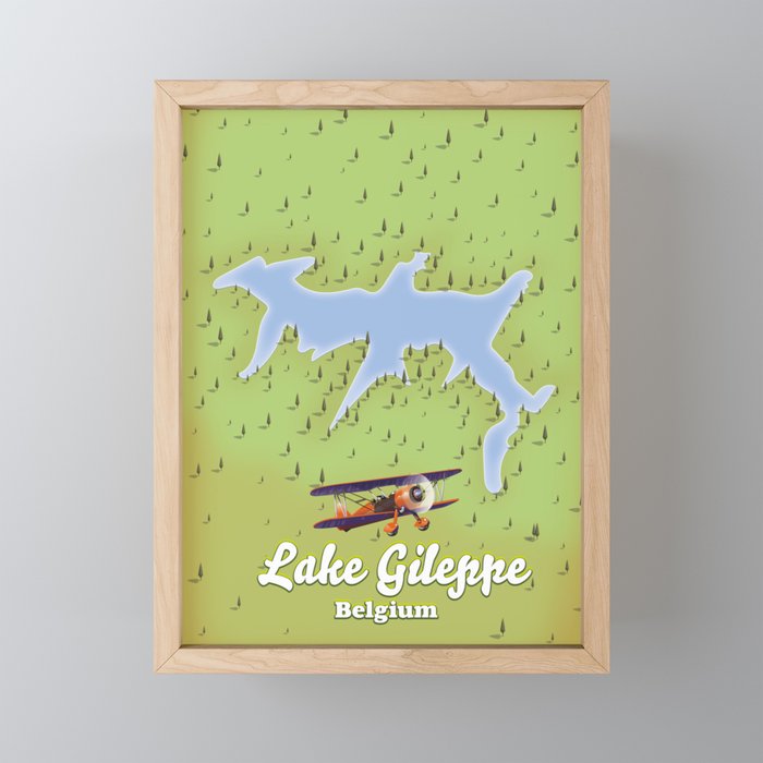 Lake Gileppe, Belgium map Framed Mini Art Print