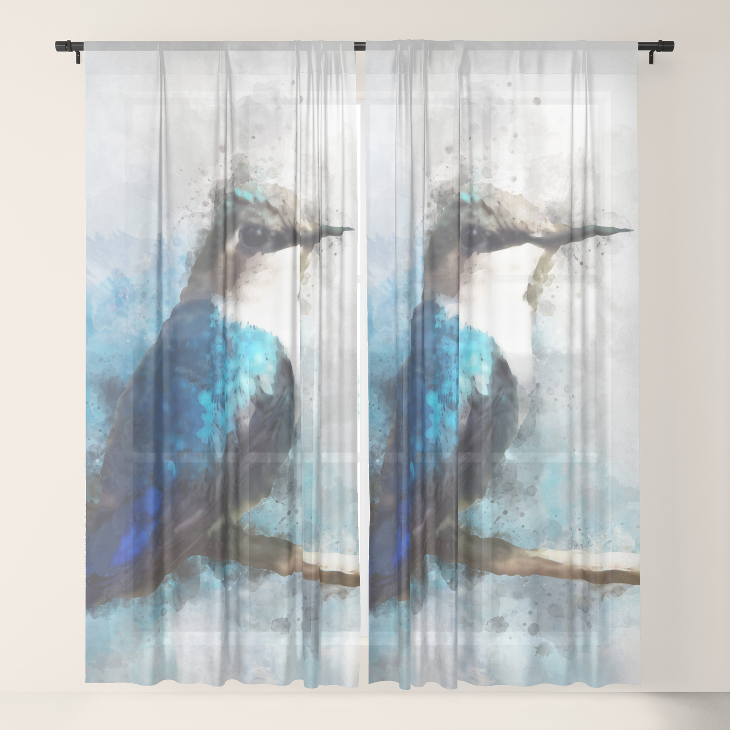 Humming Bird Blue Teal Bird Wildlife Animal Watercolor Artistic