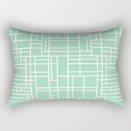 Map Outline Mint Rectangular Pillow