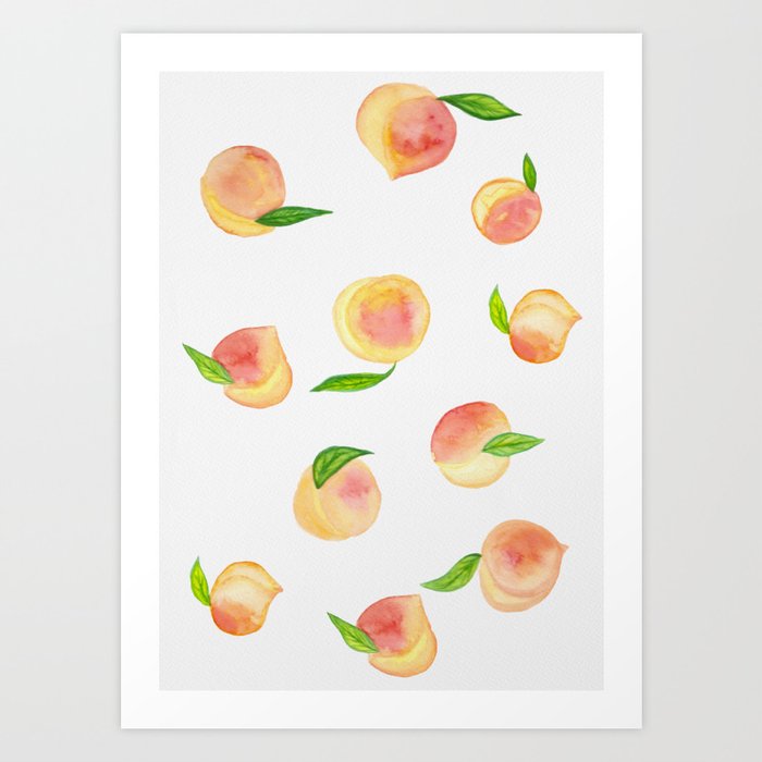 Fun Watercolor Peaches Art Print By Kualli Designs | Society6