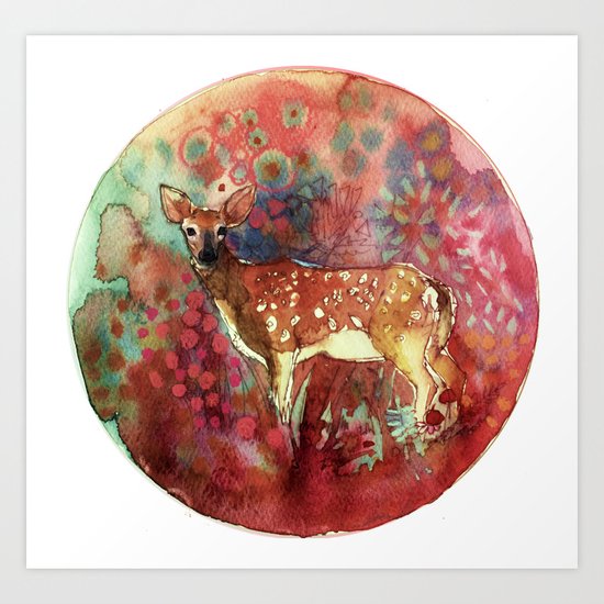 watercolor deer Art Print