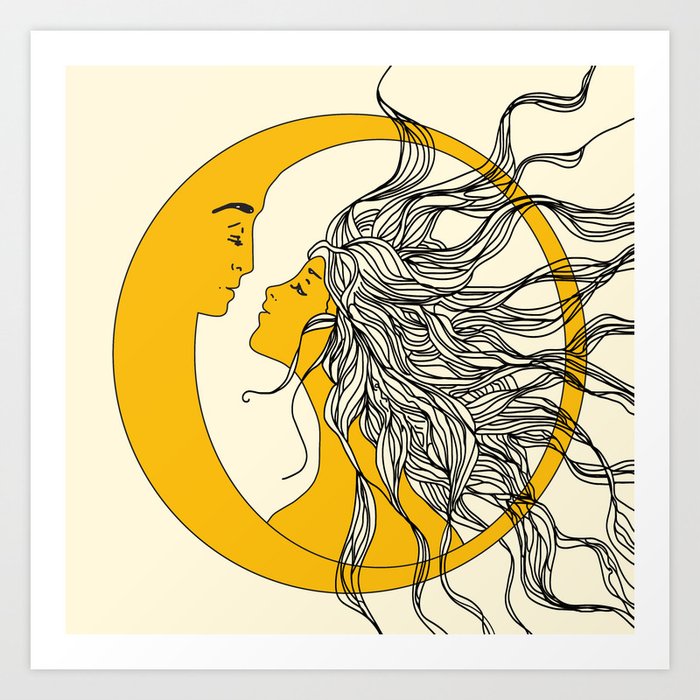 Sun and Moon Art Print by nadja1 | Society6 Draw the sun's mouth, nose and eyebrows.