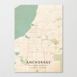 Anchorage, United States - Vintage Map Canvas Print
