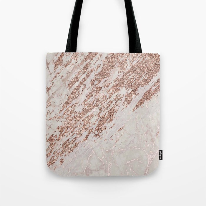 Pink and Glitter Line Marble Collection Tote Bag