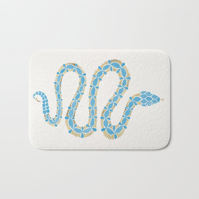 Serpent – Cornflower Blue & Gold Bath Mat