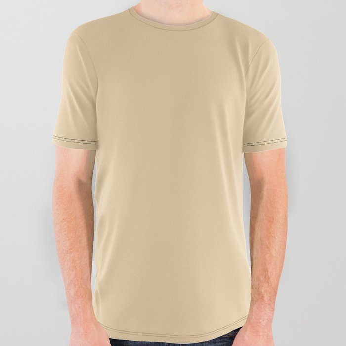 Light Beige Brown Solid Color Pairs PPG Spice Is Nice PPG1090-2 - All One Single Shade Hue Colour All Over Graphic Tee