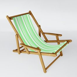 [ Thumbnail: White and Green Colored Lined/Striped Pattern Sling Chair ]